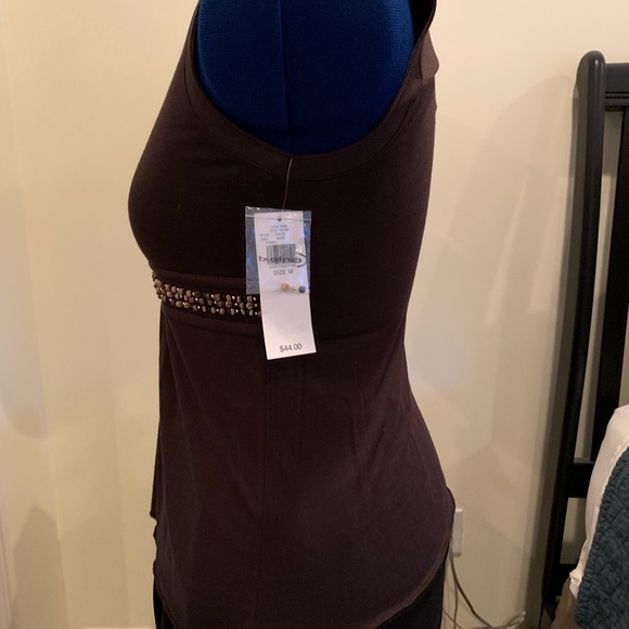 NWT Context Brown Cotton Knot Wood Beading Tank - Picture 3 of 6